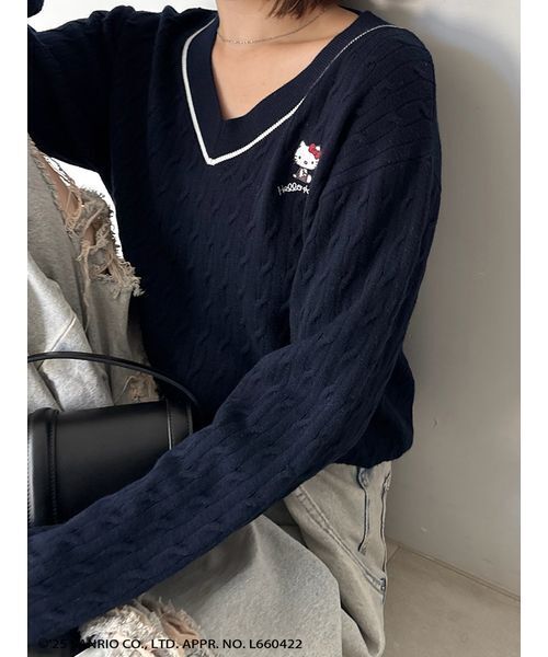 SNIDEL ×HELLO KITTY　ニットプルオーバー WEB限定カラーあり】【HELLO KITTY】ニットプルオーバー(ニットプル