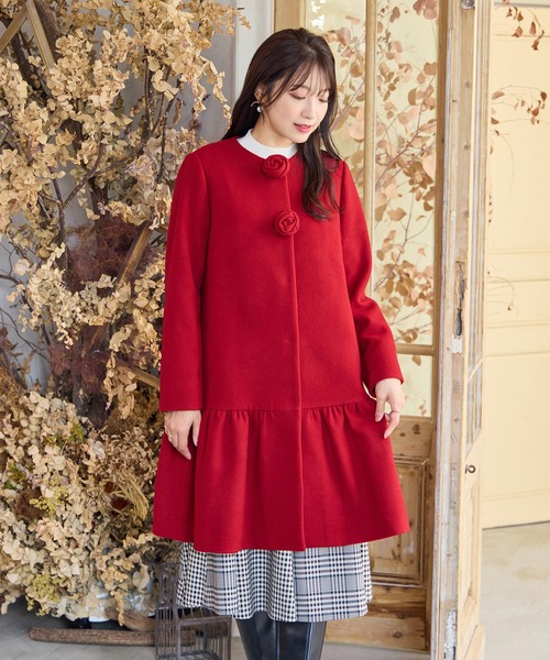 Rose Tiara（ローズティアラ） ノーカラーコート コート 「コサージュ