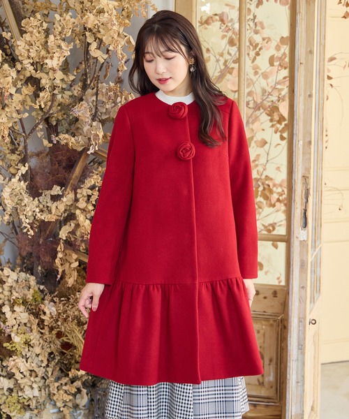 Rose Tiara（ローズティアラ） ノーカラーコート コート 「コサージュ