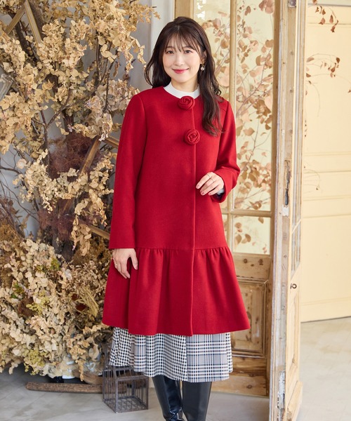 Rose Tiara（ローズティアラ） ノーカラーコート コート 「コサージュ