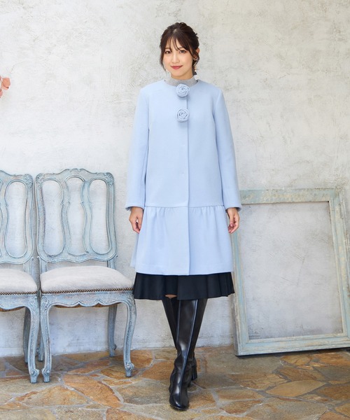 Rose Tiara（ローズティアラ） ノーカラーコート コート 「コサージュ