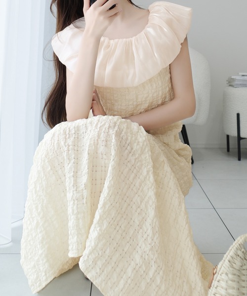 「mily bilet」 ノースリーブワンピース MEDIUM アイボリー レディース_画像5