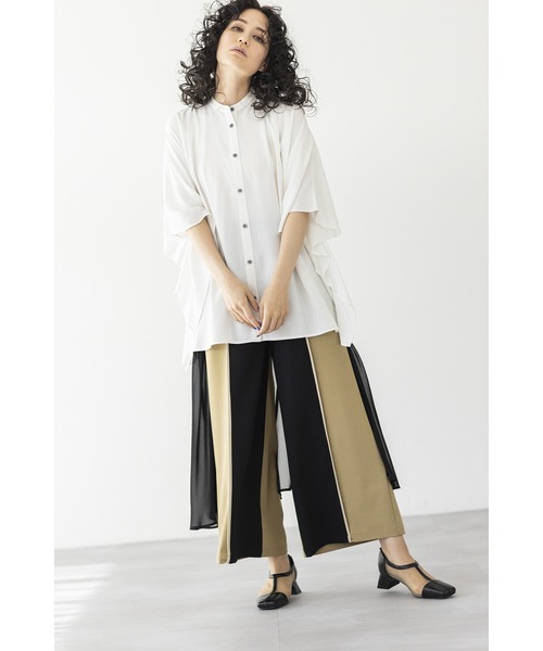「OSMOSIS」 「loaf」7分袖ブラウス ONE SIZE ブラック レディース_画像3