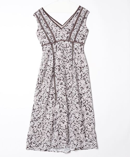 Her lip to 花柄ノースリーブワンピース M ブラウン レディース