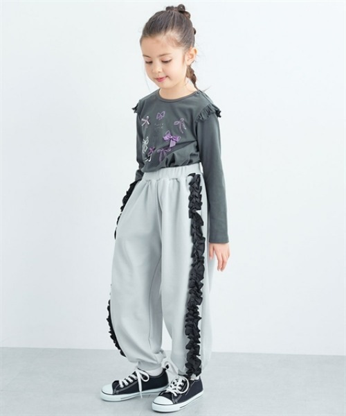 GIVENCHY キッズ サイドフリル ロゴスウェット パンツ サイドフリルスウェットパンツ キッズ 子供服 女の子