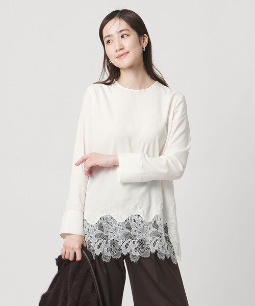 UNITED ARROWS ユナイテッドアローズ コンビ レース 長袖トップス UNITED ARROWS（ユナイテッドアローズ） ブラウス シャツ バックサテン