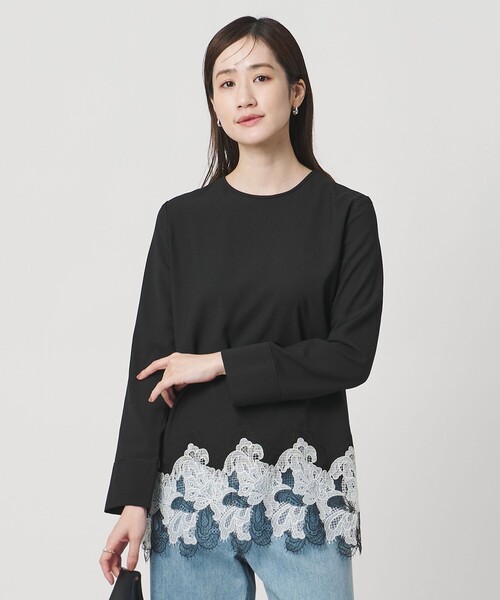 【新品】UNITED ARROWS ・バックサテン レースコンビ ブラウス UNITED ARROWS（ユナイテッドアローズ） ブラウス シャツ バックサテン