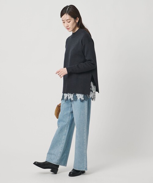 新品　UNITED ARROWS バックサテン レースコンビ ブラウス バックサテン レースコンビ ブラウス ‐ウォッシャブル‐