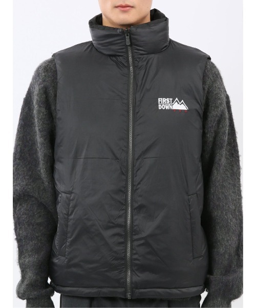 FIRST DOWN USAダウンベスト リバーシブル ブラック&グレー 3L FIRST DOWN（ファーストダウン） ダウンベスト ベスト 撥水防風