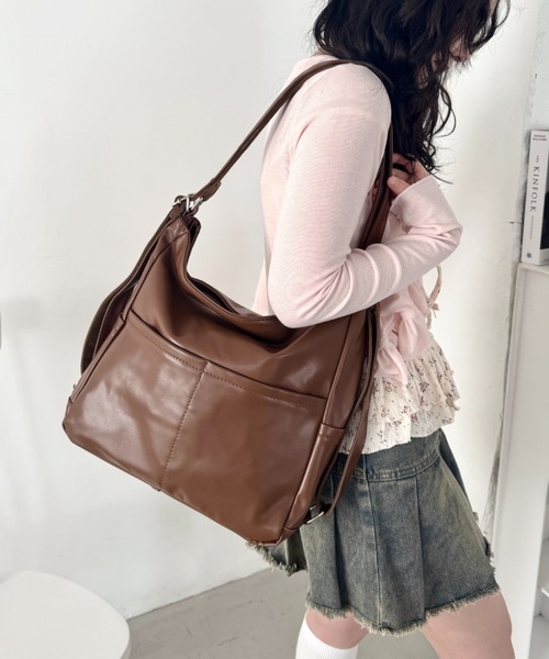 Loueme ショルダーバッグ バッグ ダブルポケット3WAYショルダーバッグ