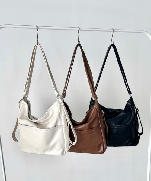Loueme ショルダーバッグ バッグ ダブルポケット3WAYショルダーバッグ