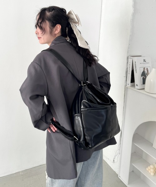 Loueme ショルダーバッグ バッグ ダブルポケット3WAYショルダーバッグ