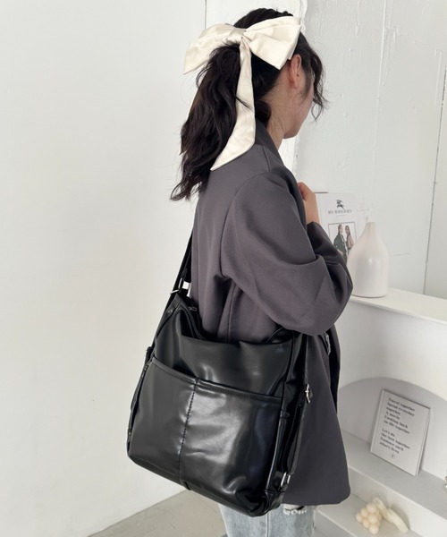 Loueme ショルダーバッグ バッグ ダブルポケット3WAYショルダーバッグ