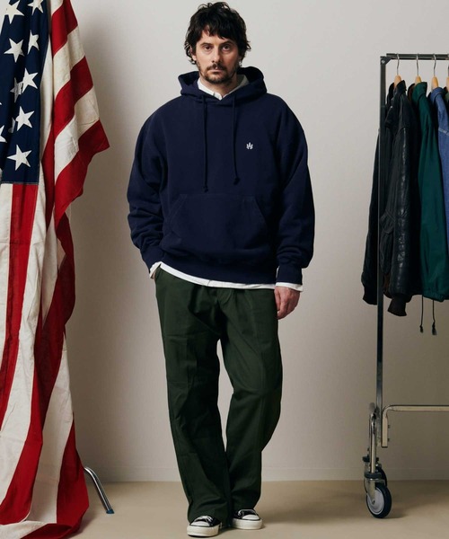 「Right-on」 「hollywoodathletic」プルオーバーパーカー L ネイビー メンズ_画像2