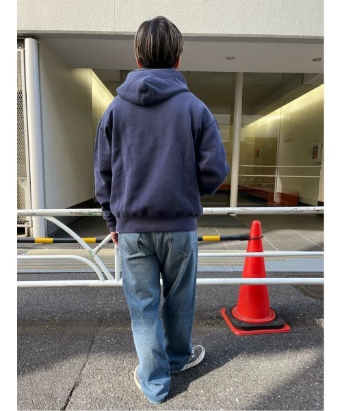 「Right-on」 「hollywoodathletic」プルオーバーパーカー L ネイビー メンズ_画像9