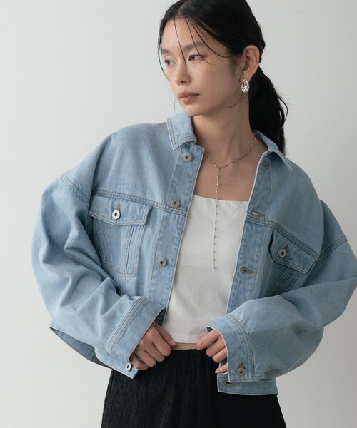 デニムジャケット レディース Gジャン ジージャン インディゴ INDIVI GALLEST デニムジャケット gジャン ボックスデニムジャケット