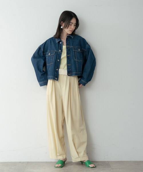 未使用品★ yumiさん　デニムジャケット　アイボリー INDIVI GALLEST デニムジャケット gジャン ボックスデニムジャケット
