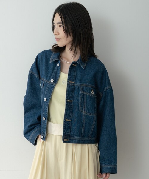 デニムジャケット レディース Gジャン ジージャン インディゴ INDIVI GALLEST デニムジャケット gジャン ボックスデニムジャケット