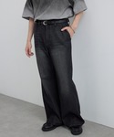 ワイドパンツ ジーンズ ヴィンテージ加工ワイド...の詳細画像5