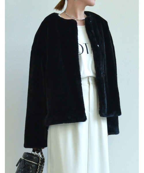 「Re:EDIT」 ブルゾン MEDIUM グレイッシュベージュ レディース_画像7