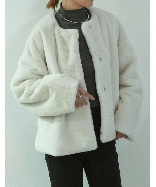 「Re:EDIT」 ブルゾン MEDIUM グレイッシュベージュ レディース_画像8