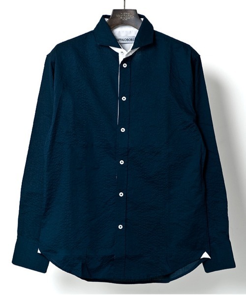 「BUFFALO BOBS」 長袖シャツ 1-2 ネイビー メンズ_画像7