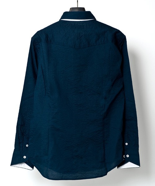 「BUFFALO BOBS」 長袖シャツ 1-2 ネイビー メンズ_画像8