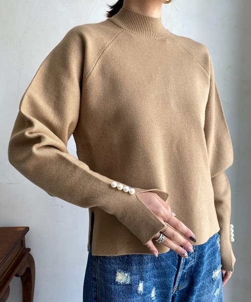 「DouDou」 長袖ニット FREE サックスブルー レディース_画像5