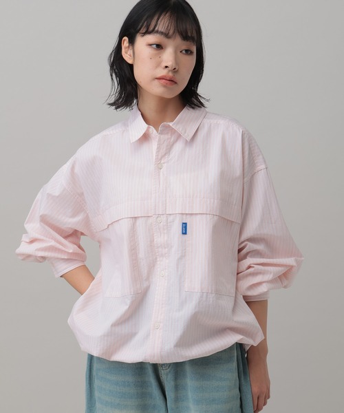 ALAND ブラウス シャツ 「UNISEX」ALAND／ストライプWビッグシャツ 