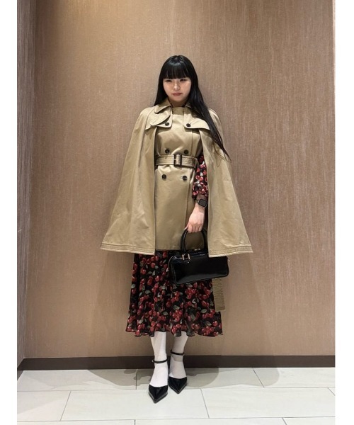 美品 ルルウィルビー アルアバイル 中綿ケープコート ポンチョ 定価82500円 LOULOU WILLOUGHBY】シャルムビーバーケープコート