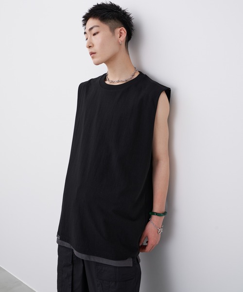「AIVER」 ノースリーブトップス LARGE チャコールグレー メンズ_画像5