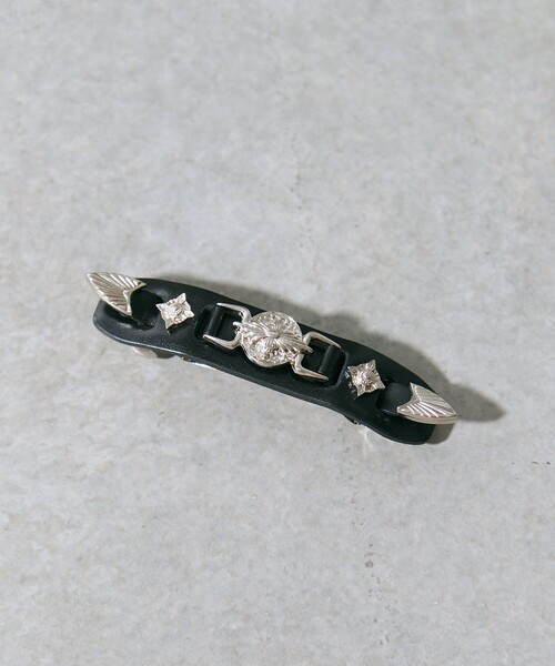 TOGA ブラック ヘアバレッタ　l leather barrette TOGA PULLA（トーガ プルラ） ヘアクリップ 「TOGA PULLA/トーガプルラ