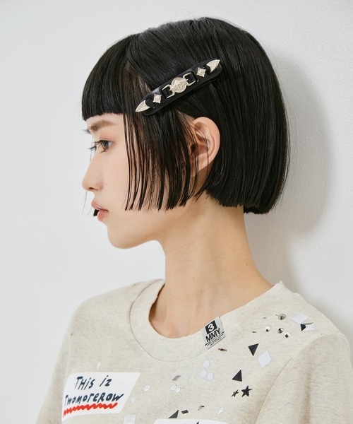 TOGA ブラック ヘアバレッタ　l leather barrette TOGA PULLA（トーガ プルラ） ヘアクリップ 「TOGA PULLA/トーガプルラ