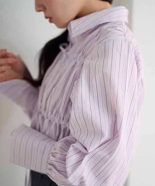 eimyistoire♡フロントリボンストライプシャツ eimy istoire - eimyistoire♡フロントリボンストライプシャツの通販