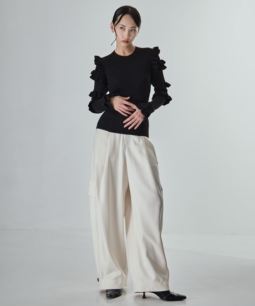 CLANE（クラネ） ニット セーター 「CLANE/クラネ」FRILL SLEEVE KNIT
