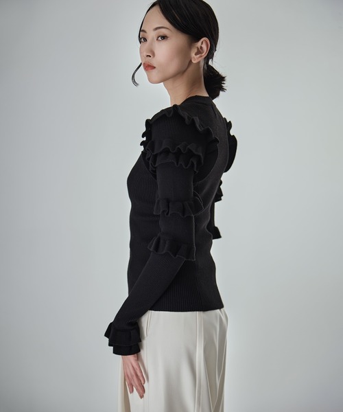 CLANE（クラネ） ニット セーター 「CLANE/クラネ」FRILL SLEEVE KNIT