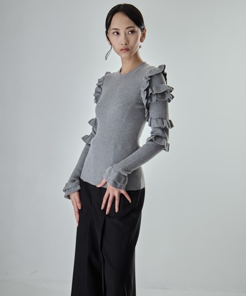 CLANE（クラネ） ニット セーター 「CLANE/クラネ」FRILL SLEEVE KNIT