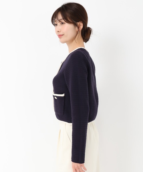 「MISCH MASCH」 ノーカラージャケット フリ- ホワイト レディース_画像8