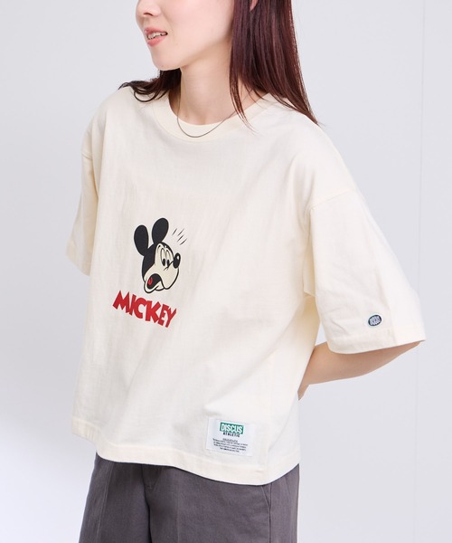 DISCUS tシャツ 「DISCUS×MICKEY MOUSE」ショート丈Tシャツ レディース