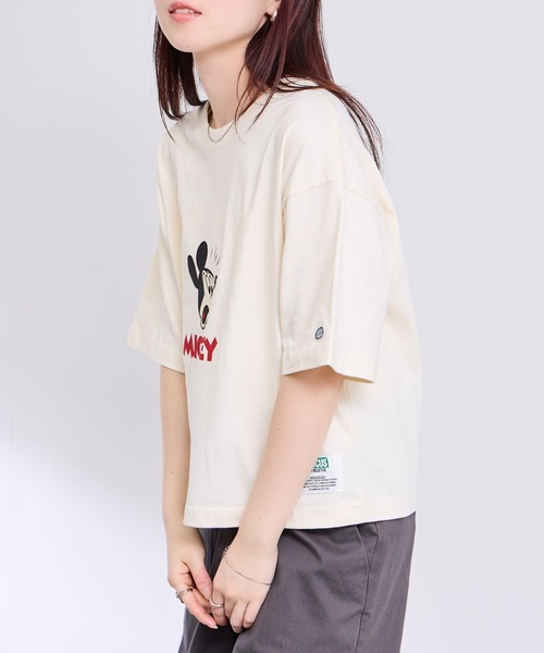 DISCUS tシャツ 「DISCUS×MICKEY MOUSE」ショート丈Tシャツ レディース