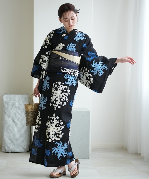 utatane 浴衣 手染め注染浴衣3点セット utatane×注染工房 赤坂紬 宵