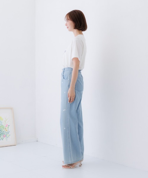 flower ワイドパンツ ジーンズ デニム デニムパンツ ブルームエン