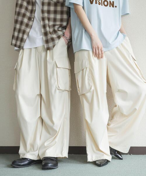 うさとの服　生成り　ワイドパンツ SENSE OF PLACE by URBAN RESEARCH ワイドパンツ パンツ ワイドカーゴ