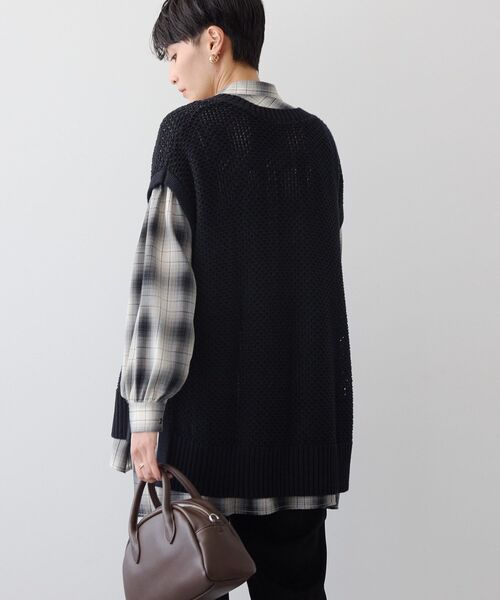 「AMERICAN HOLIC」 ノースリーブニット L オフホワイト レディース_画像3
