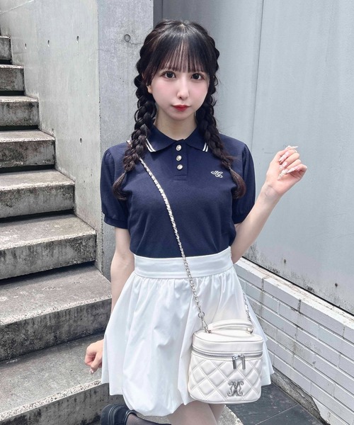 INGNI（イング） ポロシャツ ポロ 金ボタン胸ロゴポロトップス
