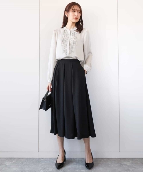 「MK MICHEL KLEIN」 長袖ブラウス 38 グレイッシュベージュ レディース_画像3