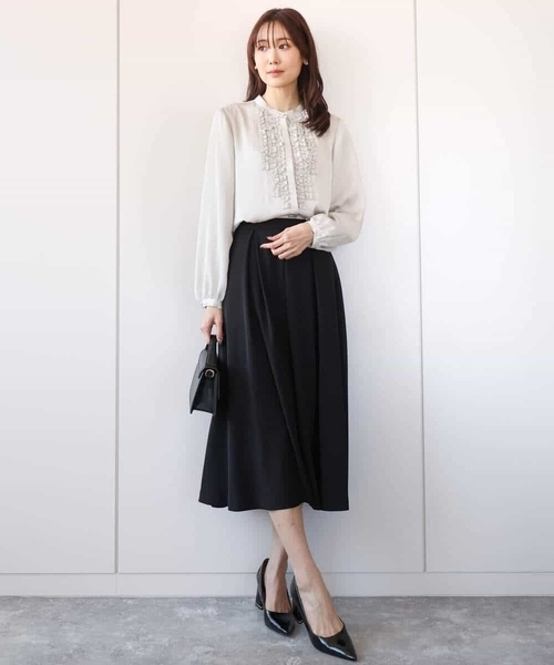 「MK MICHEL KLEIN」 長袖ブラウス 38 グレイッシュベージュ レディース_画像4