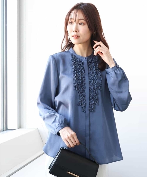 「MK MICHEL KLEIN」 長袖ブラウス 38 グレイッシュベージュ レディース_画像6
