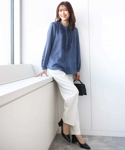 「MK MICHEL KLEIN」 長袖ブラウス 38 グレイッシュベージュ レディース_画像9