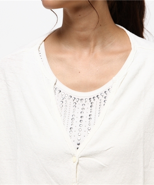 カーディガン 「V::ROOM 」ブイ ルーム/ silk noil cachio jersey  cardigan l/s レディース v::room カーディガン 「V::ROOM 」ブイ ルーム/ silk noil